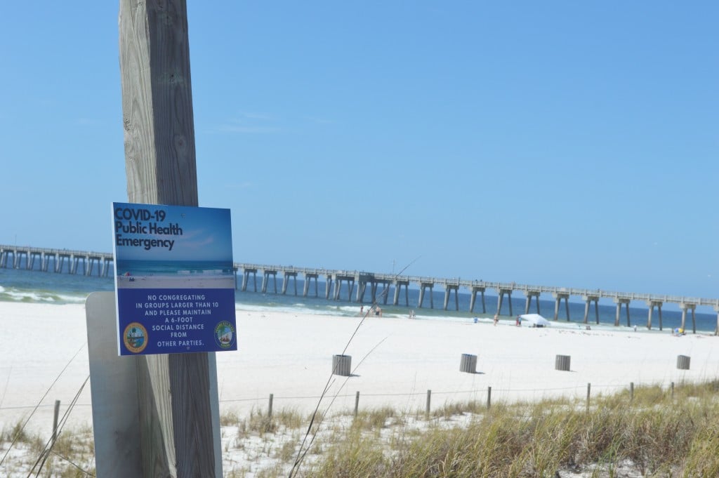 Covid 19 Sign At Beach