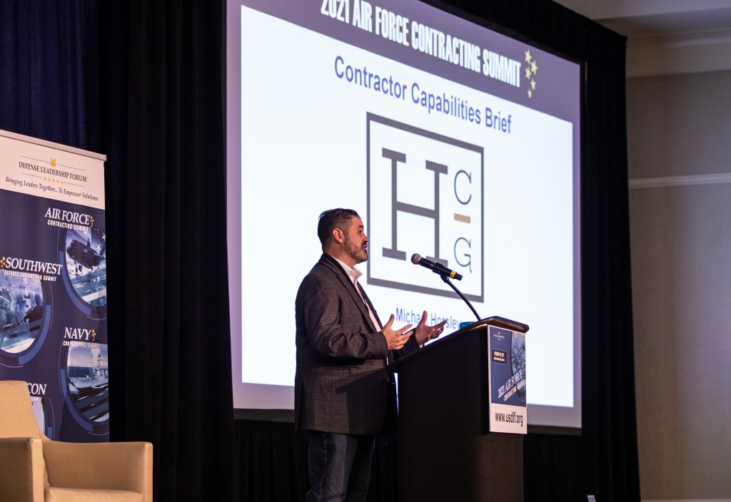 Mike Horsley Ceo Of Horsley Construcrtion Group In Panama City Provides A Contractor Capabilities Brief At The Air Force Contracting Summit